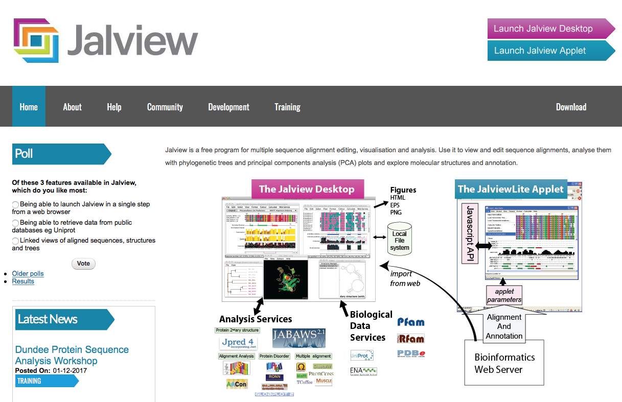 Screenshot of the Jalview home page at http://www.jalview.org.